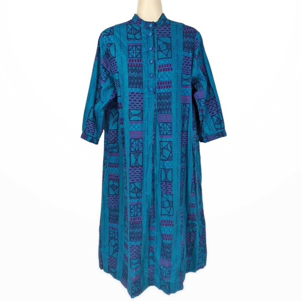 ORVIS Vintage Batik Print Cotton Shift Dress Sz 10
